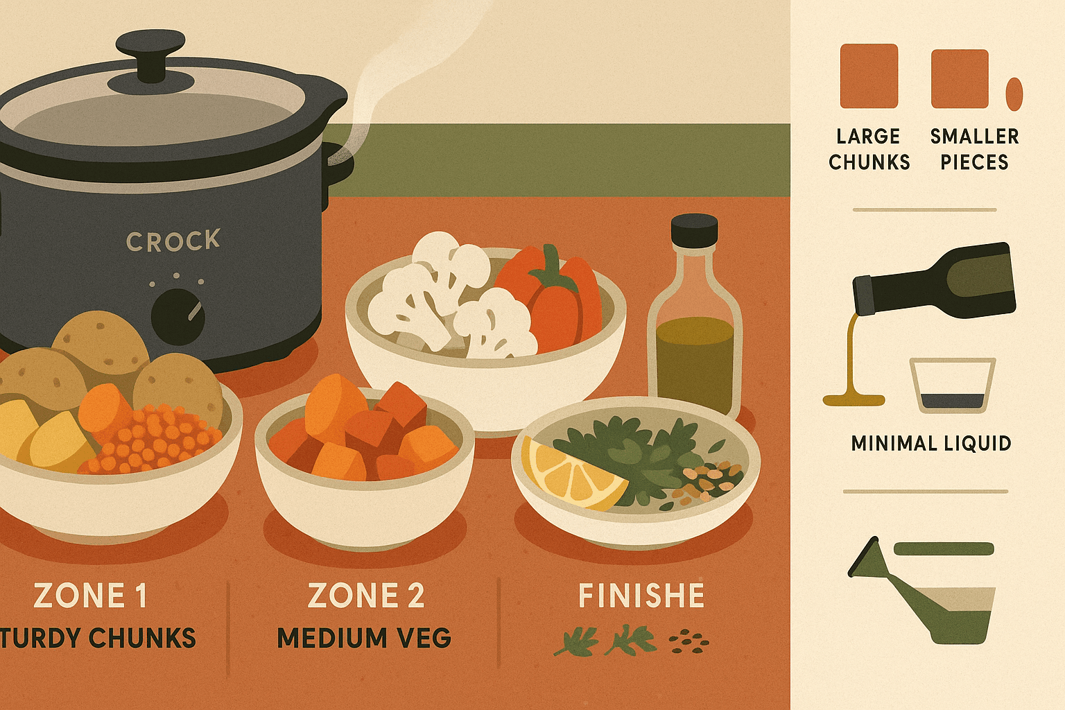 Vegetarian Slow Cooker Recipes That Don’t Turn to Mush: Timing Zones, Veg Cut Sizes, and a Finish-at-the-End Flavor Protocol (Plus 6 Buildable Meals)